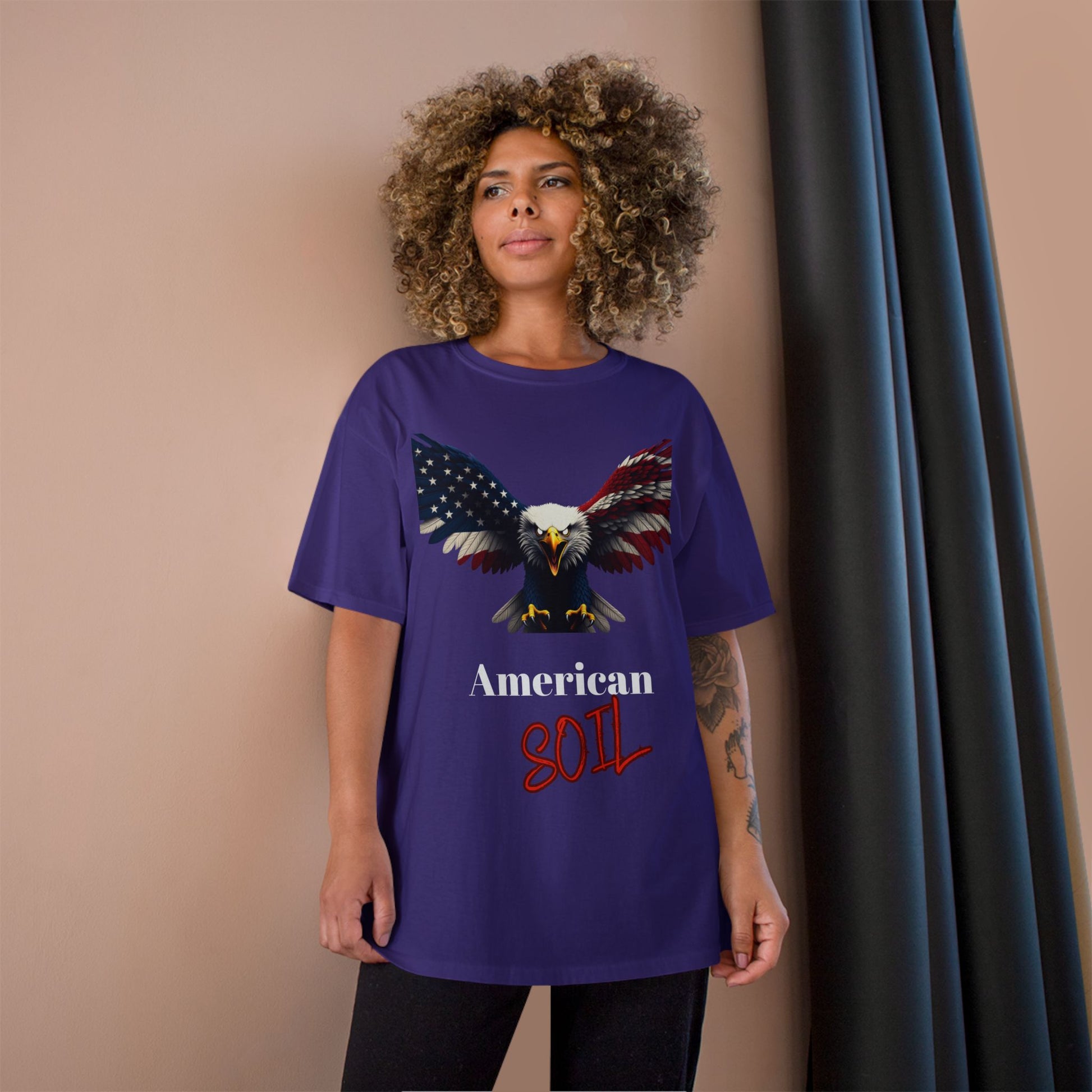 American Soil Patriotic Eagle on a Champion T-shirt