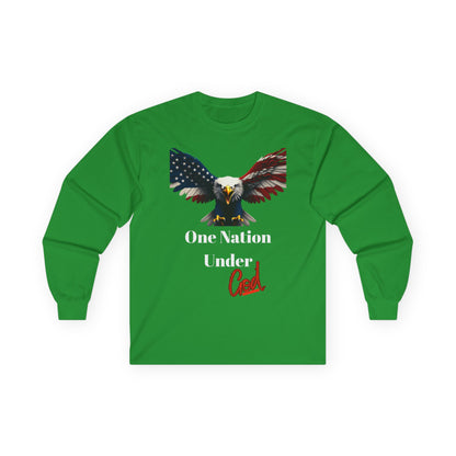 One Nation Under God Patriotic Eagle on a long sleeve tee