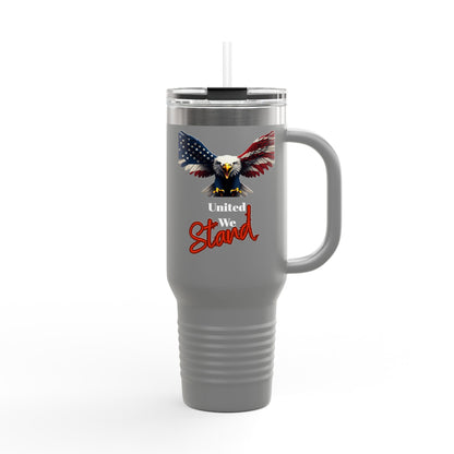 United We Stand Patriotic Eagle on a 40oz tumbler