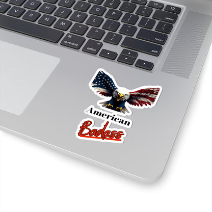 American Badass Patriotic Eagle on a Kiss-Cut Stickers