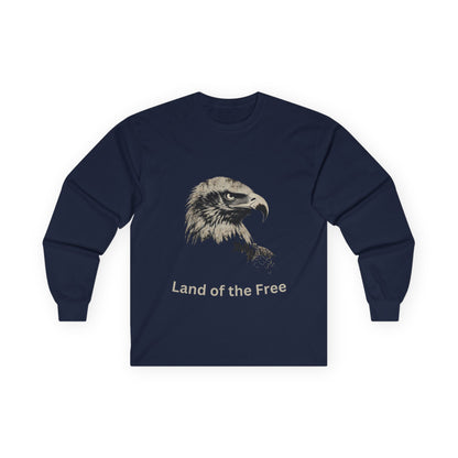Land of the Free text on a Long-Sleeve Tee