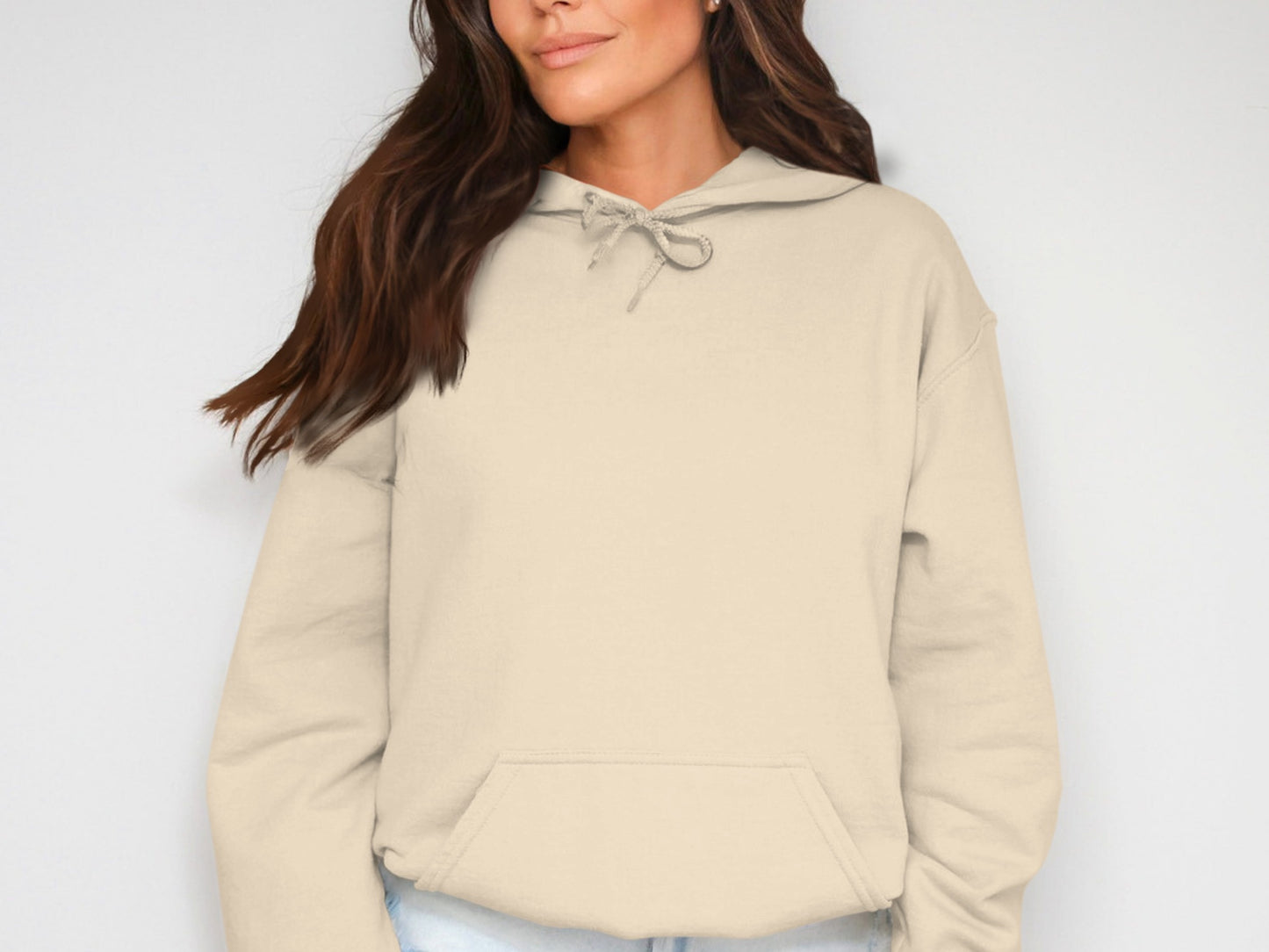 Cozy Beige Long Sleeve Hooded Sweatshirt