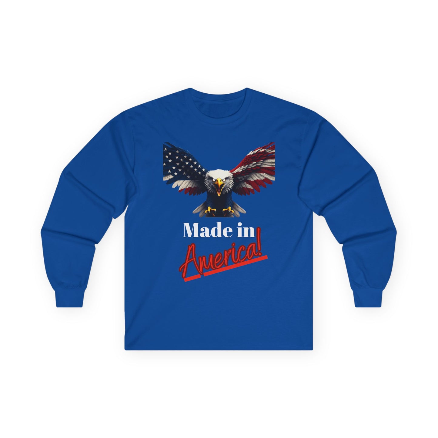 Made In America Patriotic Eagle on a long sleeve tee