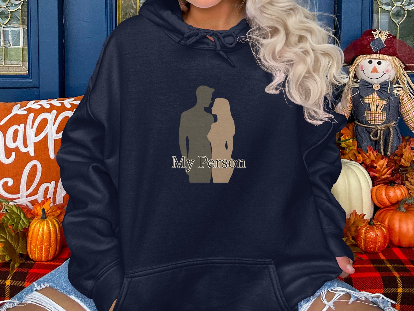 Silhouette Couple My Person Hoodie for Cozy Fall