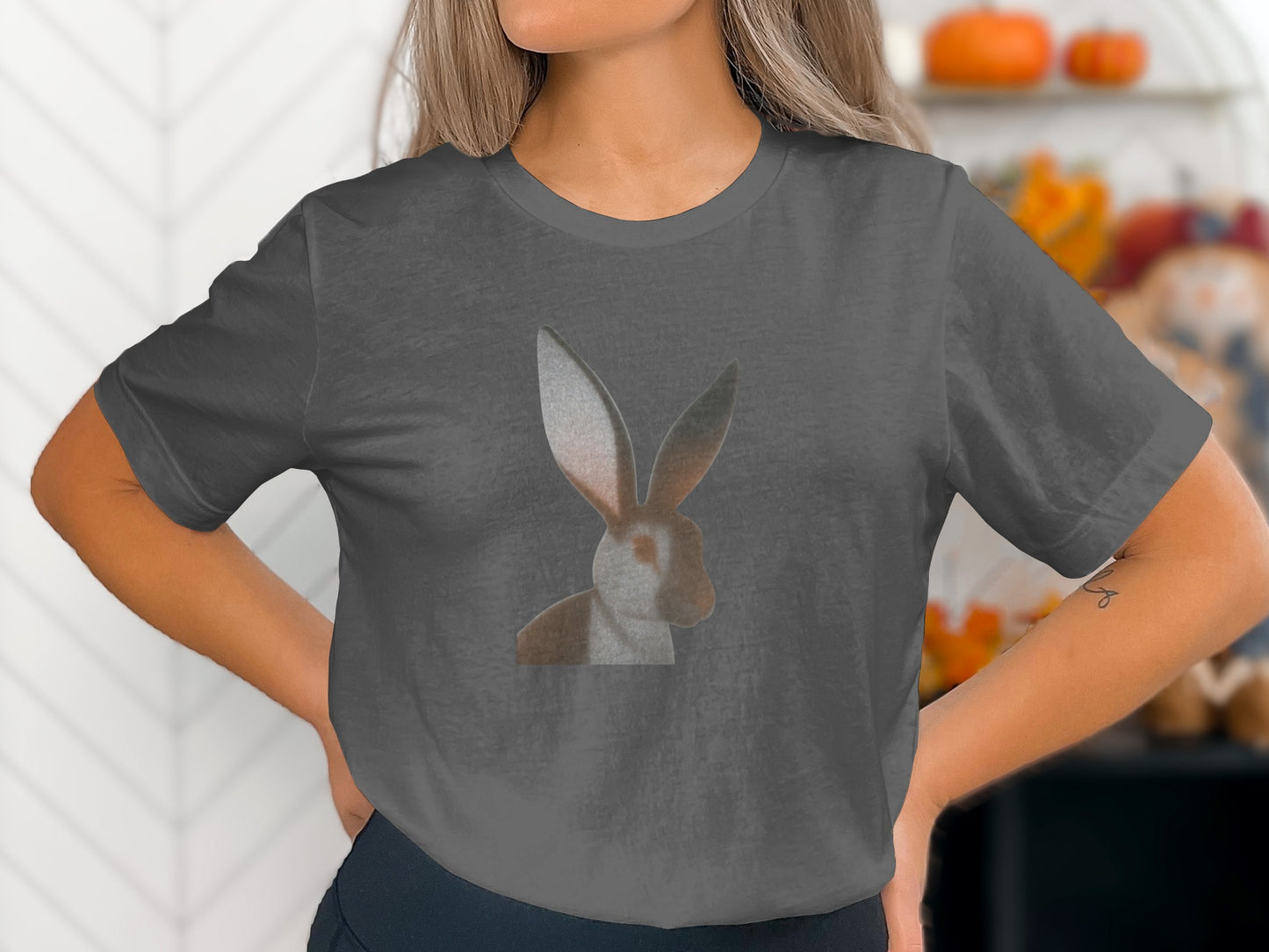 Dark Grey Rabbit Graphic Animal T-Shirt product type