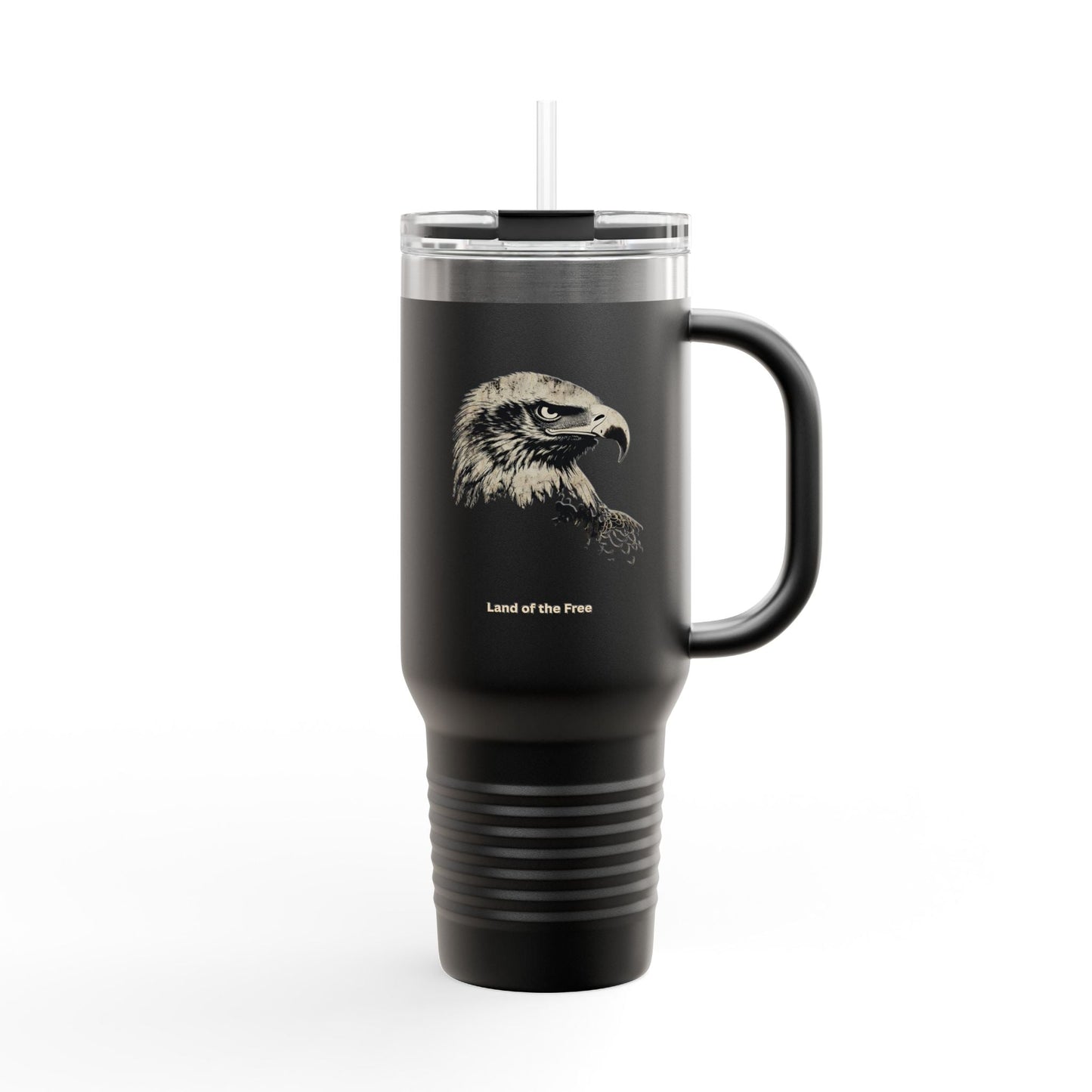 Home of the Brave text on the bottom of a  40oz Insulated Travel Mug