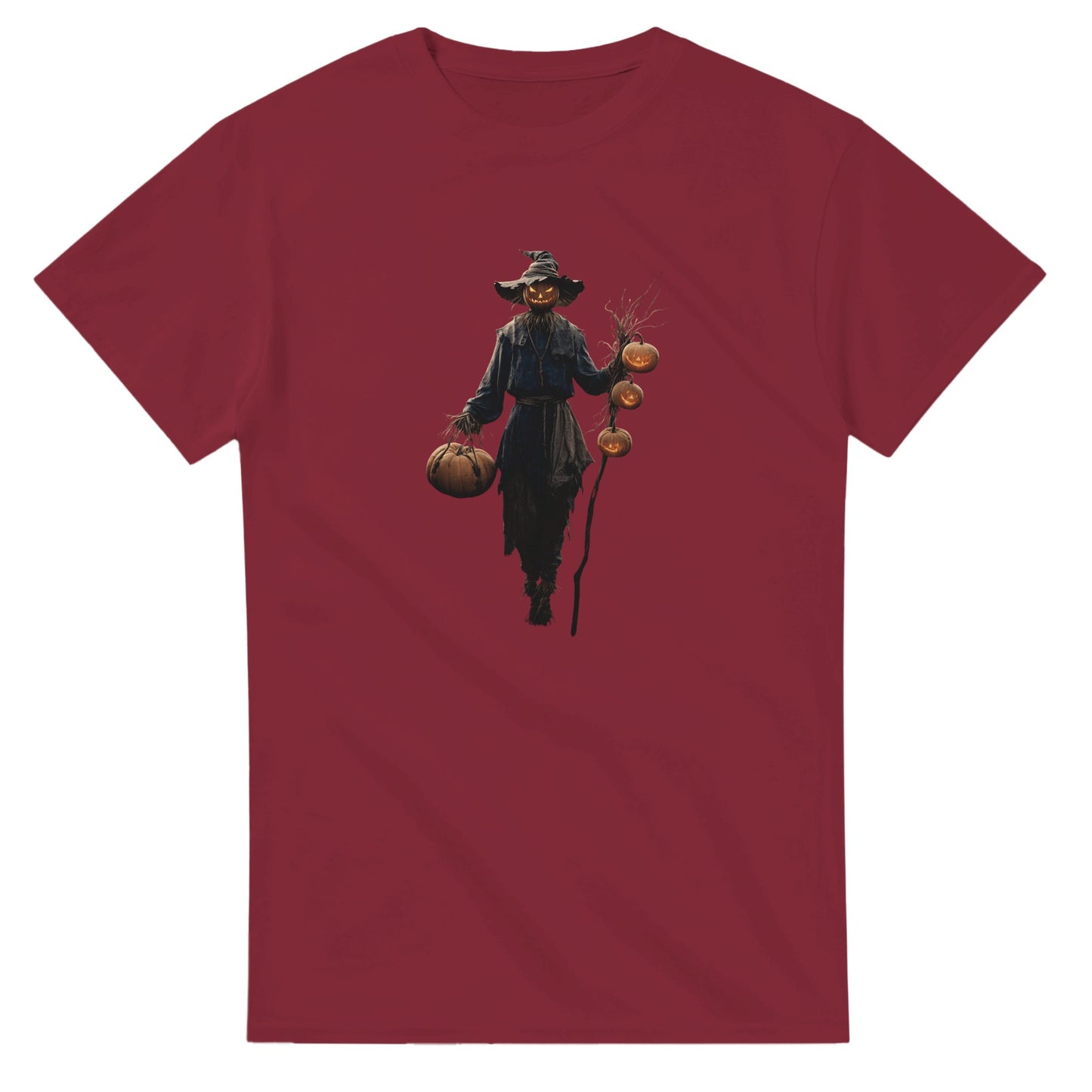 Spooky Scarecrow Jack-O'-Lantern on a Heavyweight T-shirt