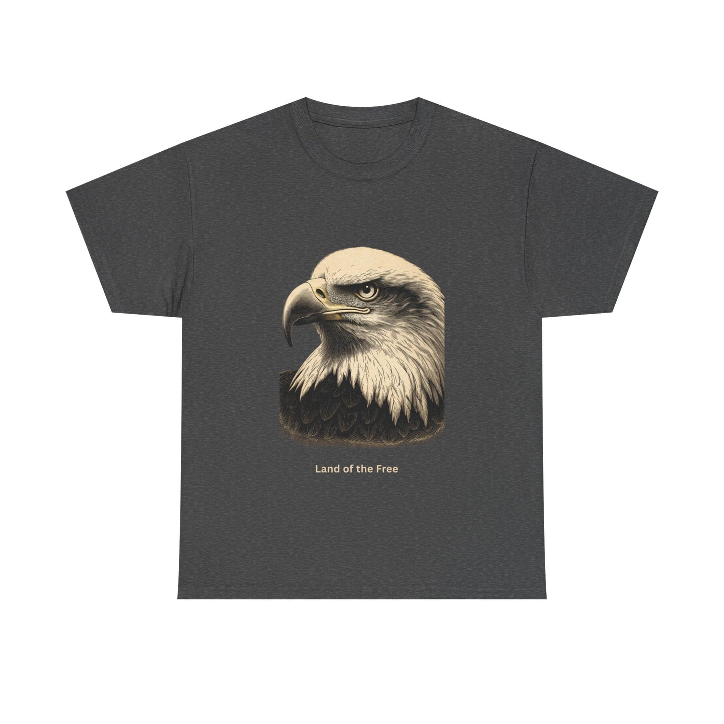 Engraved Eagle - Land of the Free - muted text on the bottom of a Heavyweight T-shirt