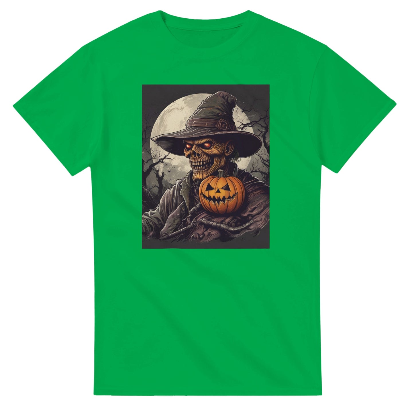 Pumpkin & Glowing Eyes on a Heavyweight T-shirt