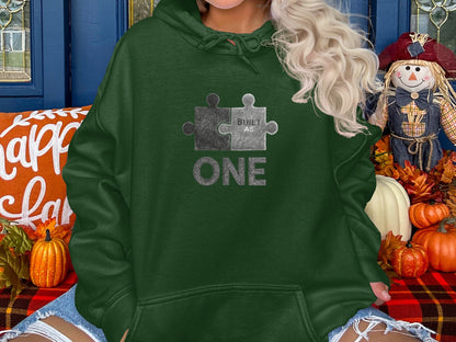 Built As One Puzzle Piece Graphic Hoodie