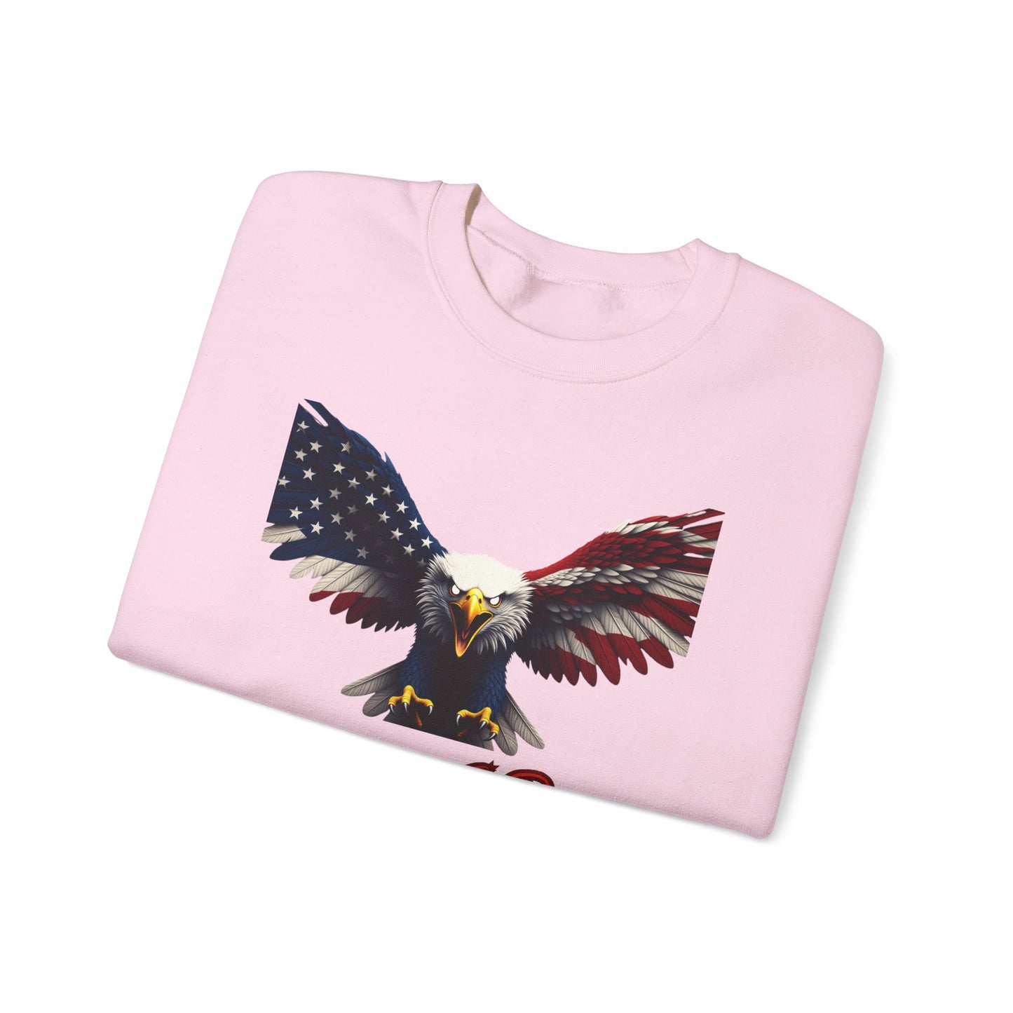 Never Forget Patriotic Eagle text on a Crewneck Sweatshirt