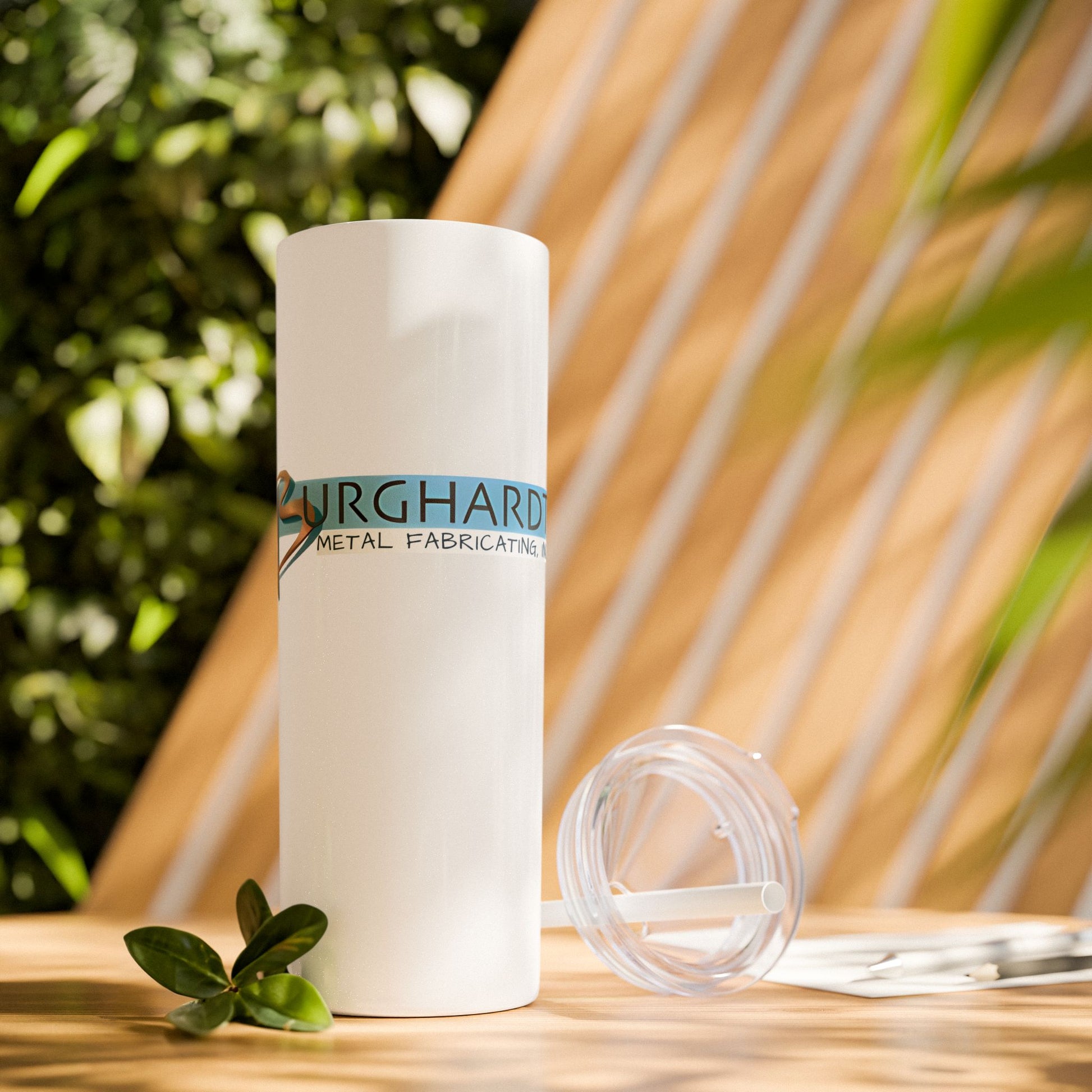 Burghardt Metal Fabricating, Inc., logo on a 20oz Skinny Tumbler