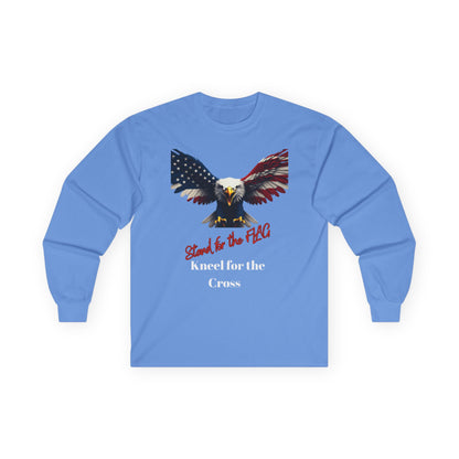Stand For The Flag Kneel For The Cross Patriotic Eagle on a long sleeve tee