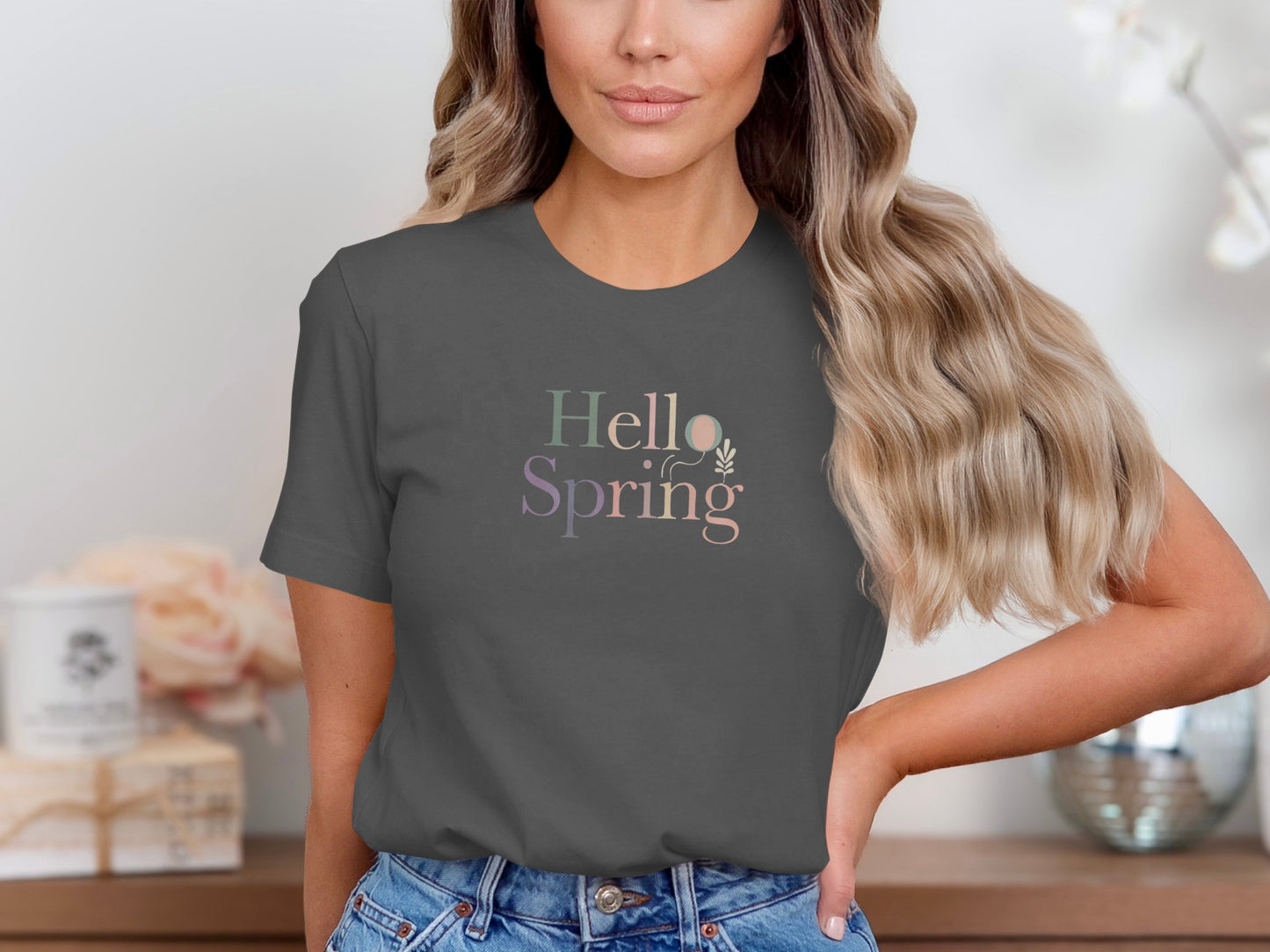 Hello Spring Graphic Design Casual Wear Shirt