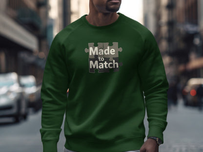 Made to Match Puzzle Graphic Green Sweatshirt