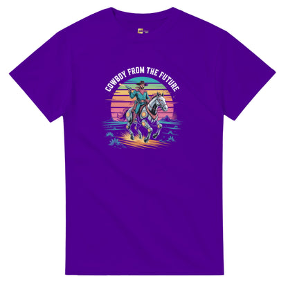 Retro-Futuristic Cowboy graphic design on a Heavyweight T-shirt