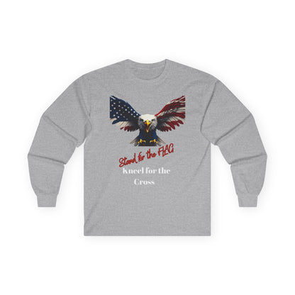 Stand For The Flag Kneel For The Cross Patriotic Eagle on a long sleeve tee