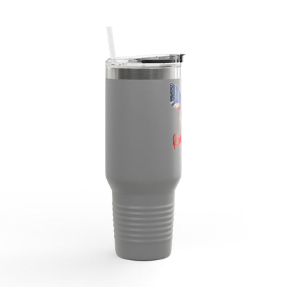 Red White & Badass Patriotic Eagle on a 40oz tumbler