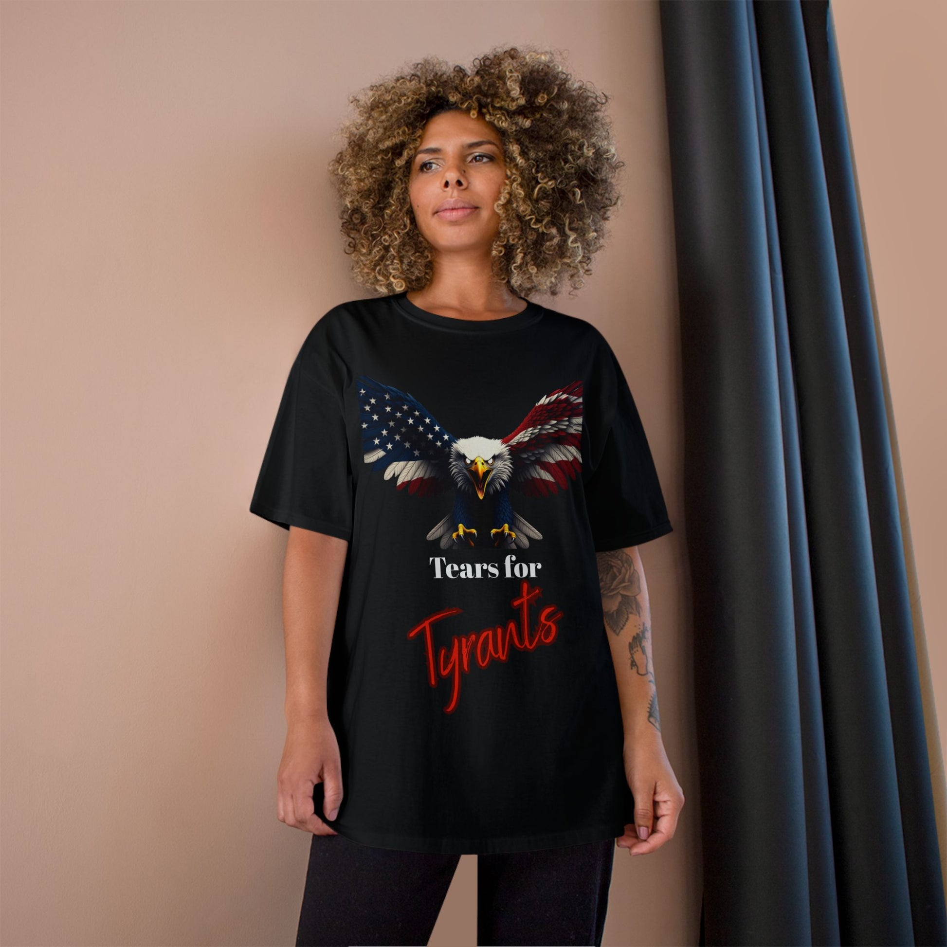 Tears For Tyrants Patriotic Eagle on a Champion T-shirt