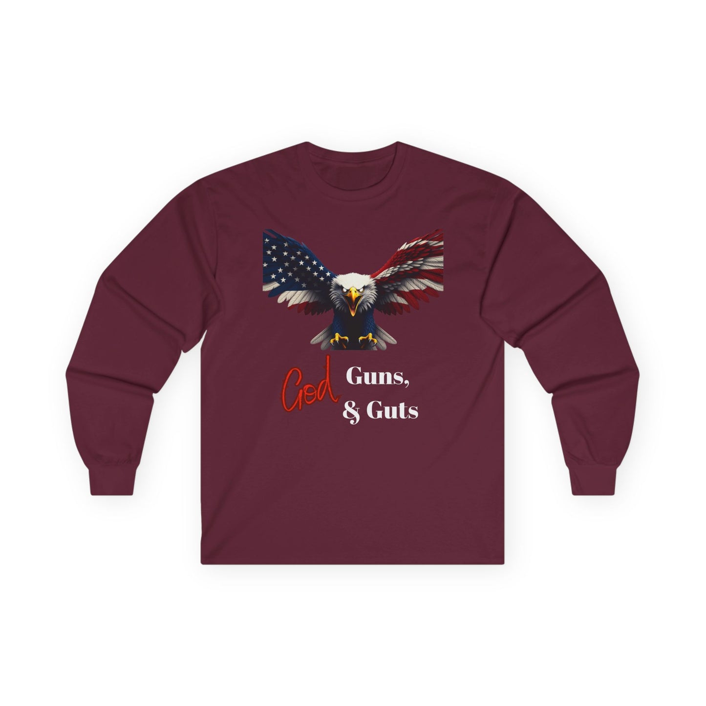 God Guns & Guts Patriotic Eagle on a long sleeve tee