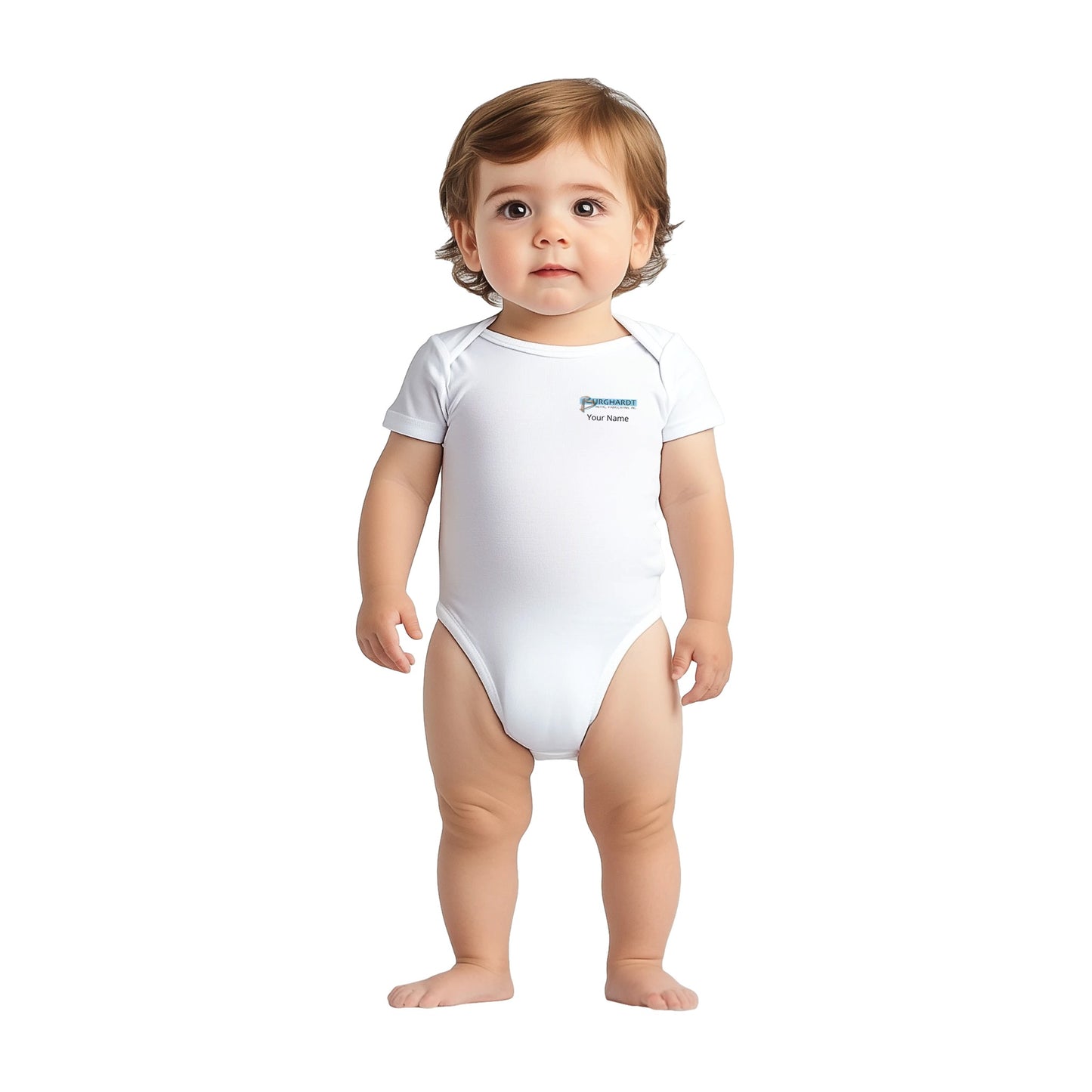 Burghardt Metal Fabricating, Inc., logo on a Baby Short Sleeve Bodysuit