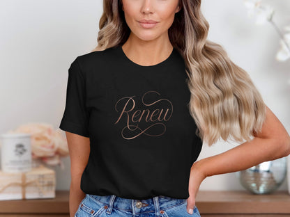 Renew Script Design Black T-Shirt Fashion product type