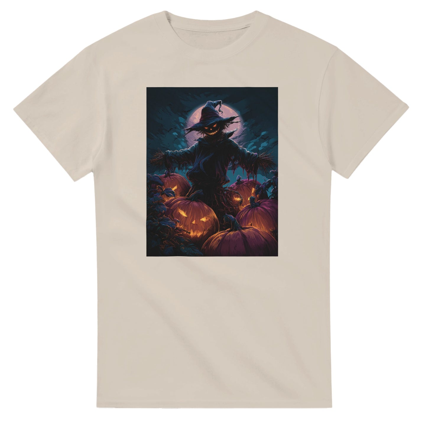 Jack-o'-Lanterns & Full Moon on a Heavyweight T-shirt