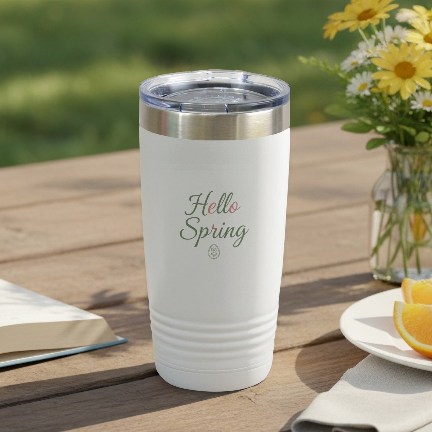 Insulated Tumbler with Hello Spring Design 20 oz