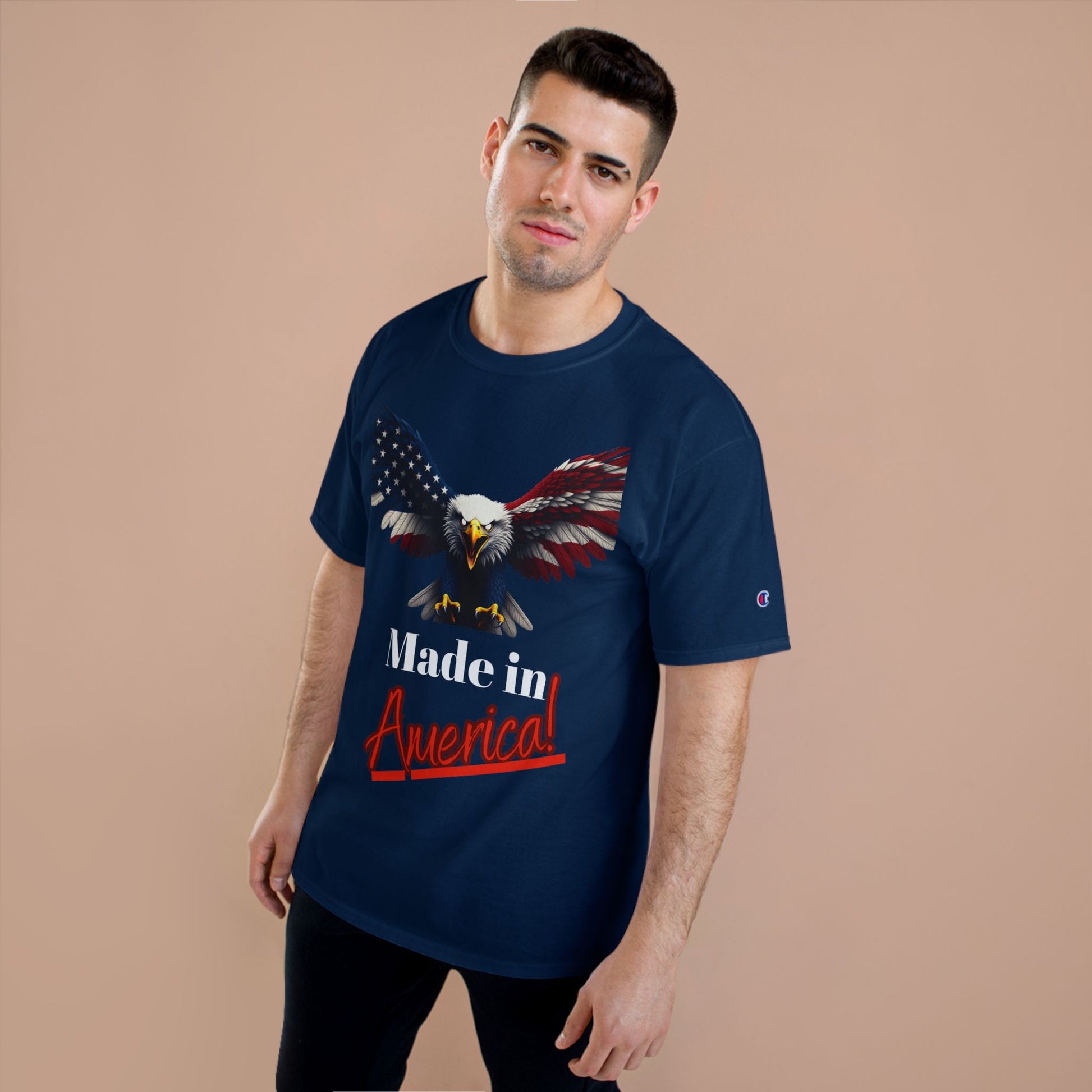 Made In America Patriotic Eagle on a Champion T-shirt