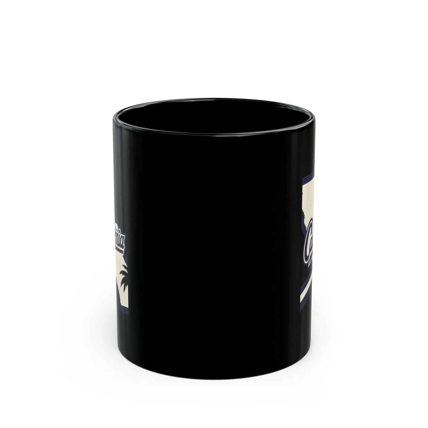 Black mug with "California State" text and logo.
