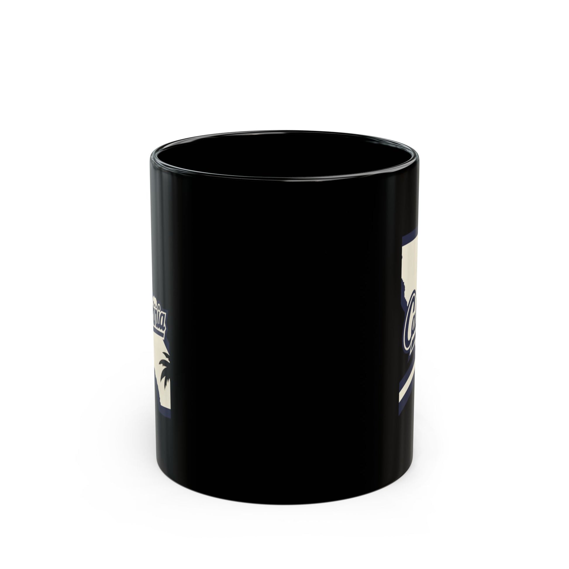 Black mug with "California State" text and logo.