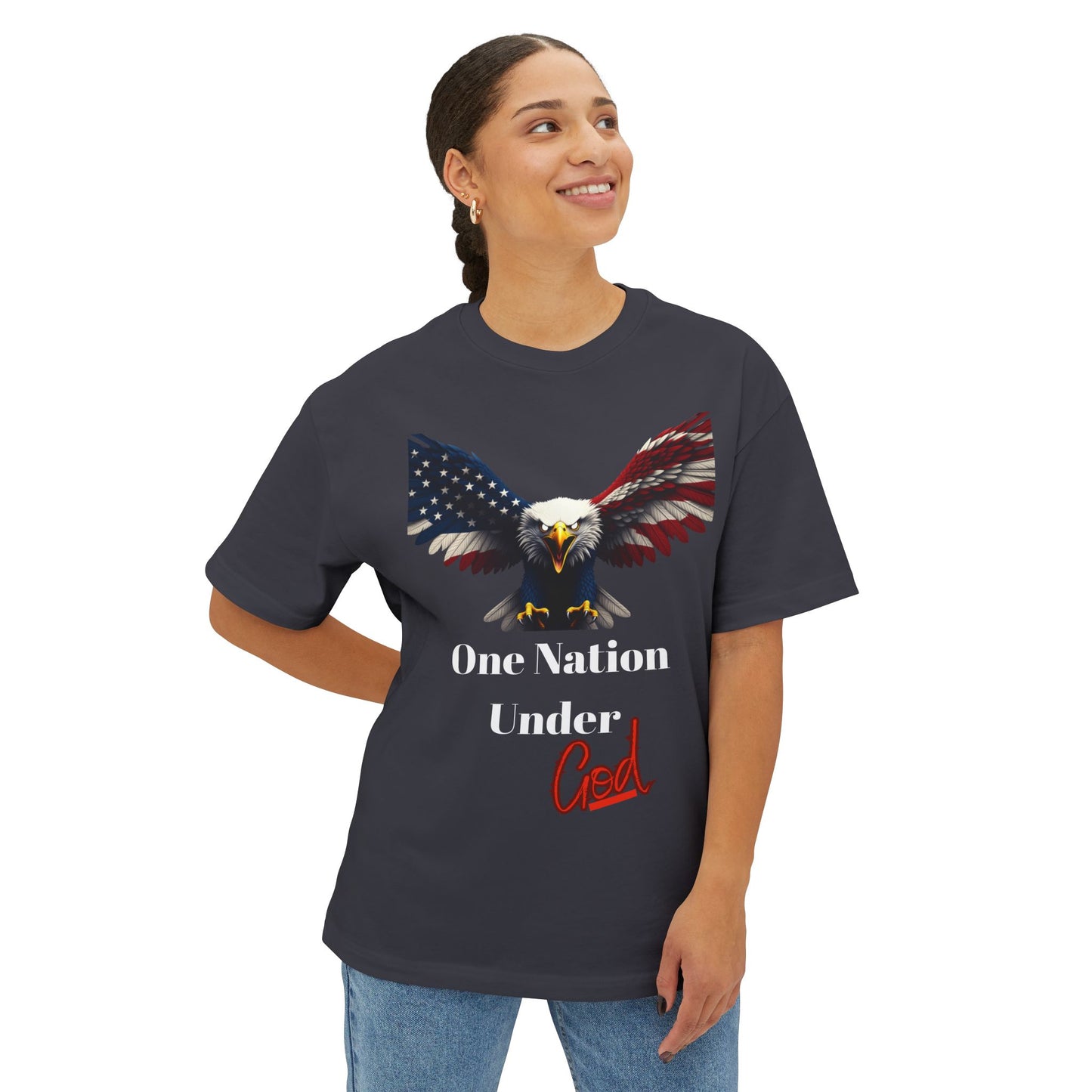 One Nation Under God Patriotic Eagle on a Premium Tee