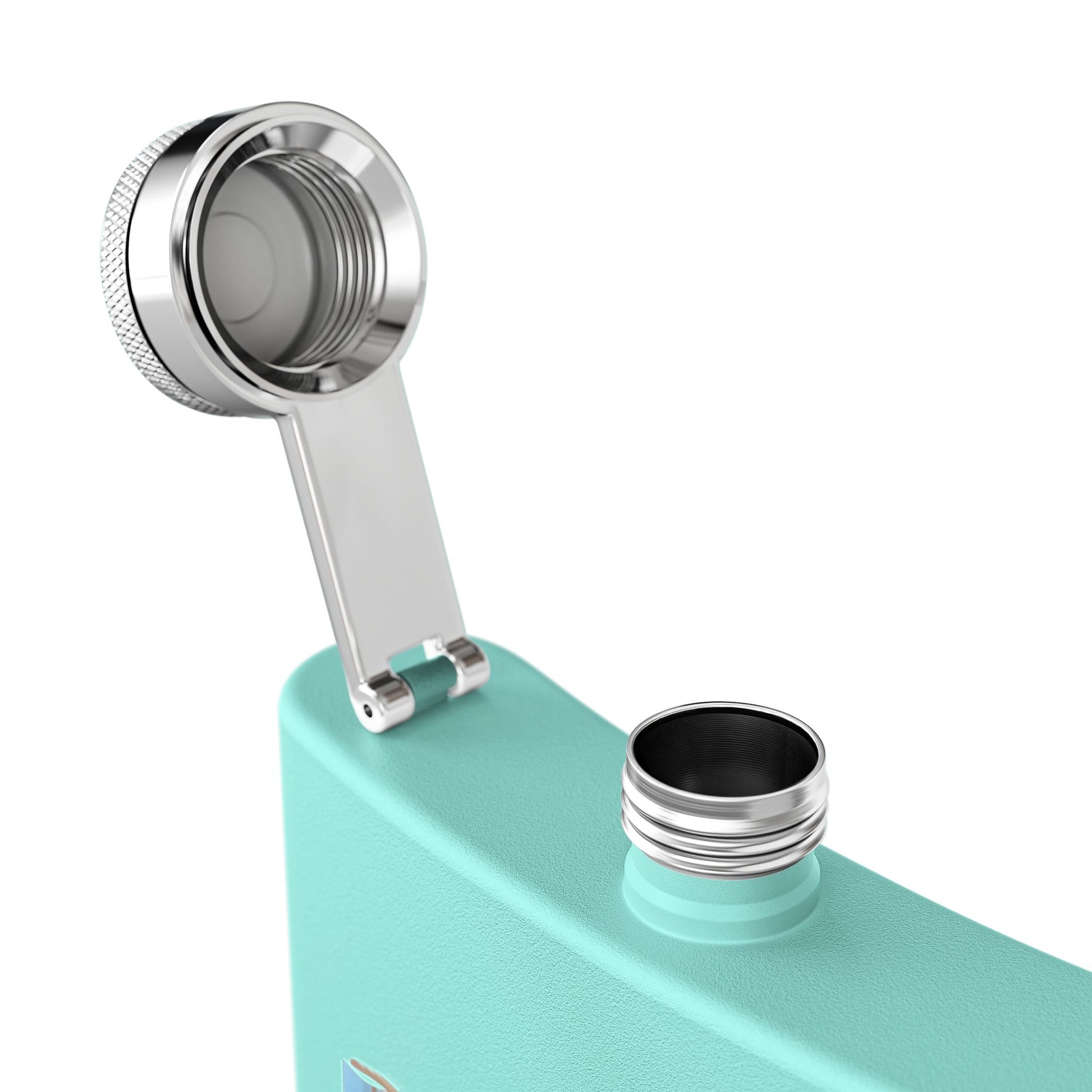 Burghardt Metal Fabricating, Inc., logo on a 6oz Stainless Steel Flask