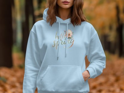 Hello Spring Graphic Hoodie with Floral Accents Product