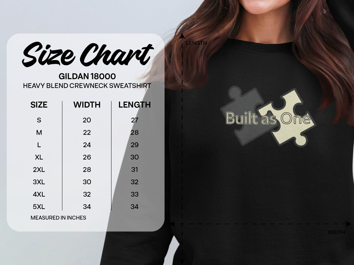 Built as One Puzzle Piece Graphic Crewneck Sweatshirt