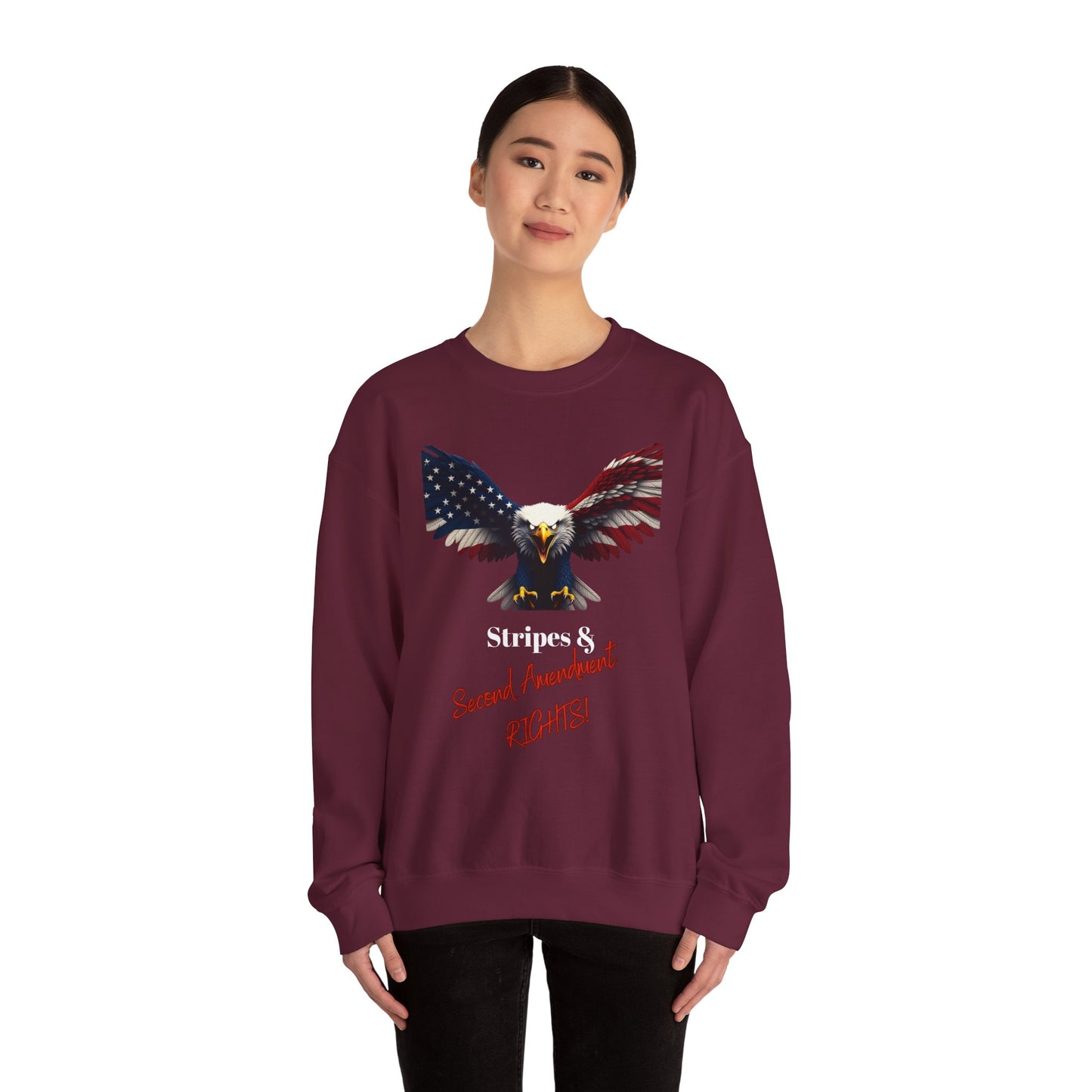 Stars & 2nd Amendment Rights Patriotic Eagle text on a Crewneck Sweatshirt