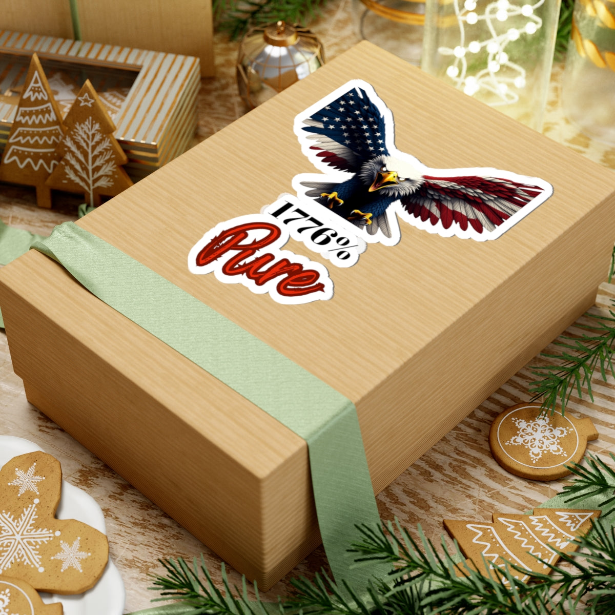 1776% Pure Patriotic Eagle on a Kiss-Cut Stickers