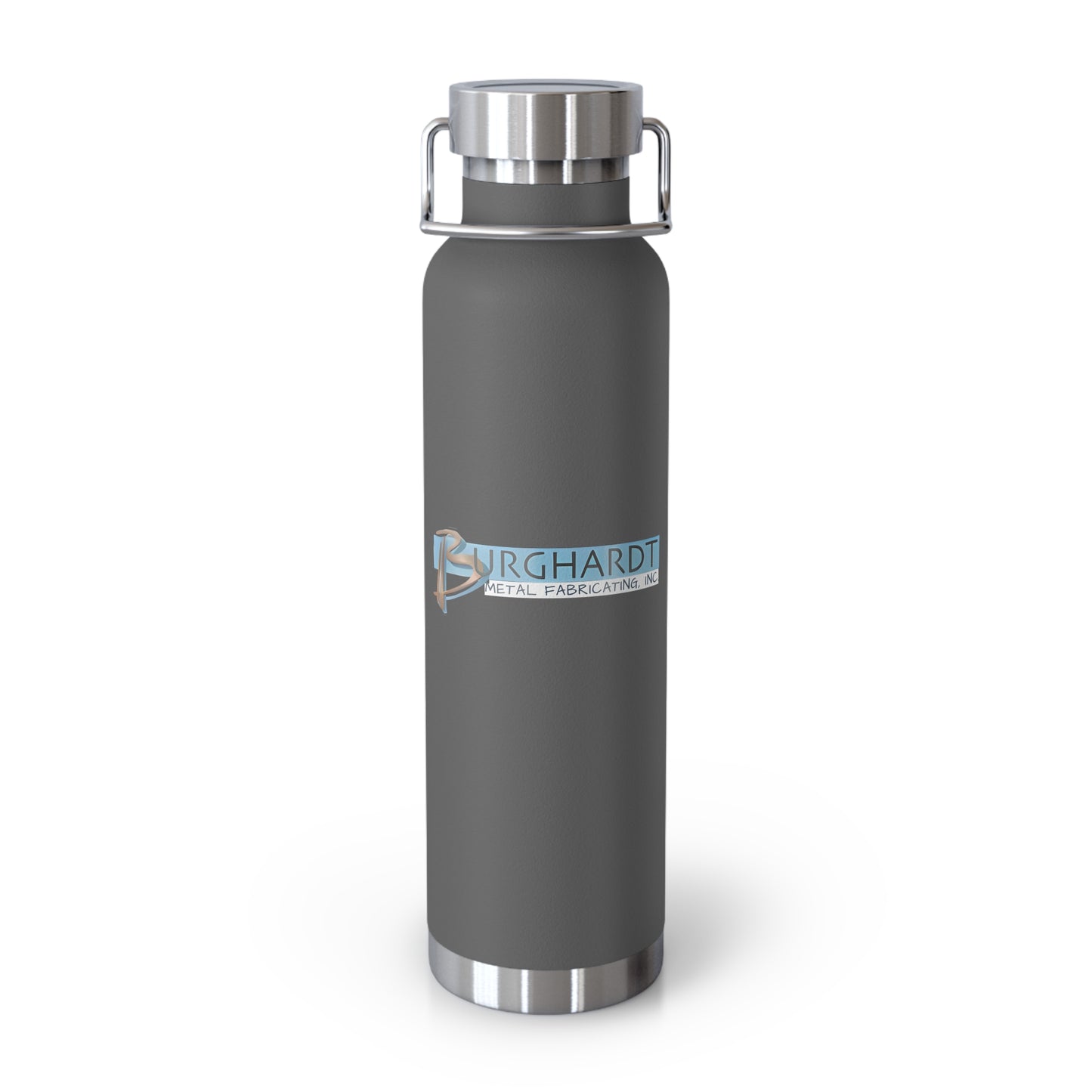 Burghardt Metal Fabricating, Inc., logo on a  22oz Copper Insulated Water Bottle