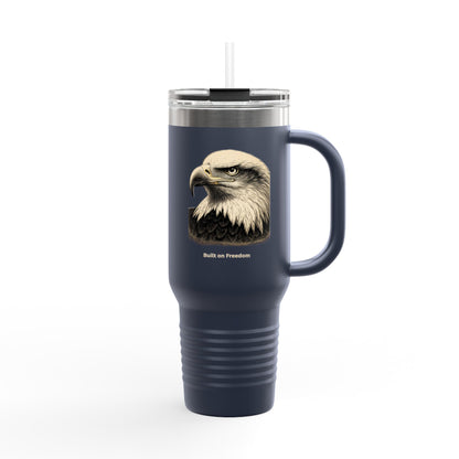 Built for Strength text on the muted of a  40oz Insulated Travel Mug