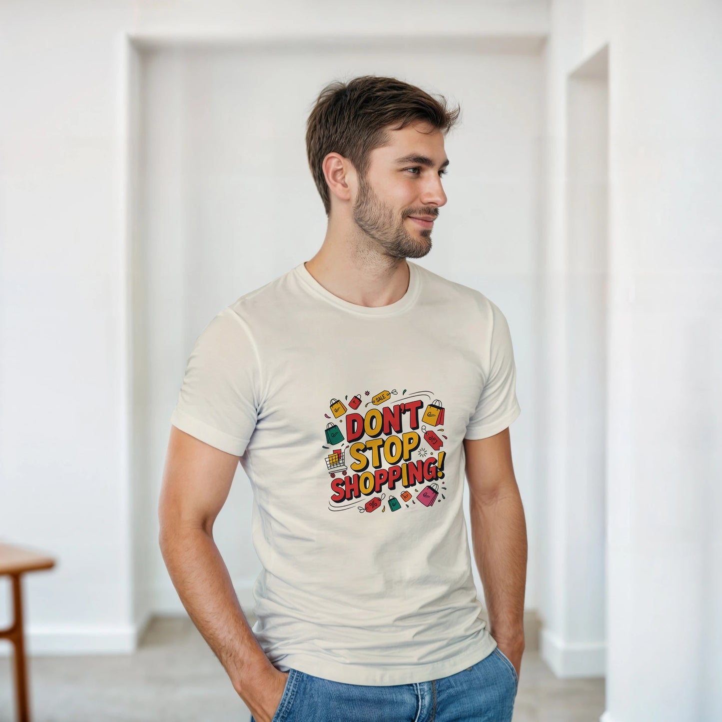 Don’t Stop Shopping heavyweight t-shirt mockup