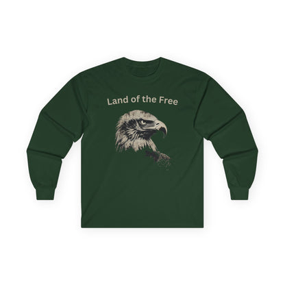 Land of the Free text on a Long-Sleeve Tee