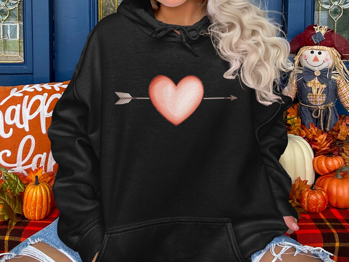 Heart with Arrow Graphic Hoodie for Cozy Fall