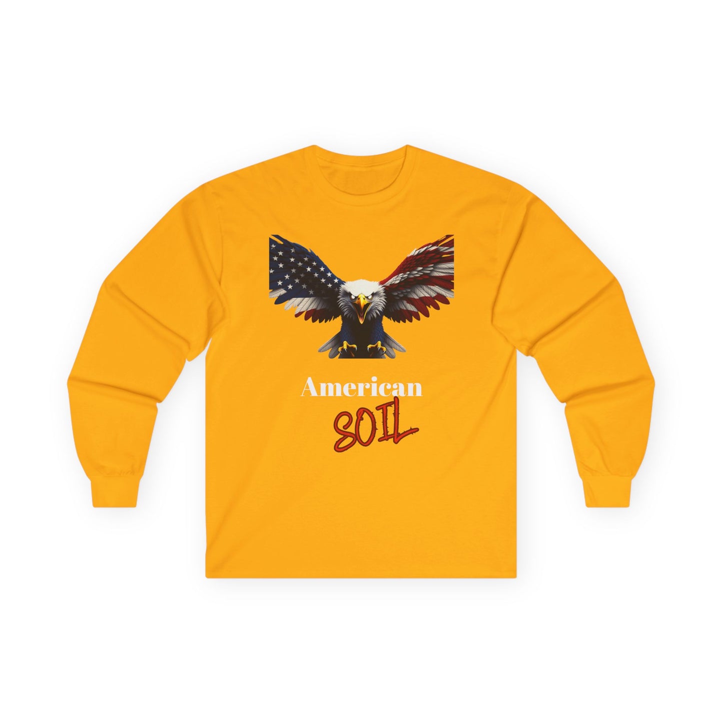 American Soil Patriotic Eagle on a long sleeve tee