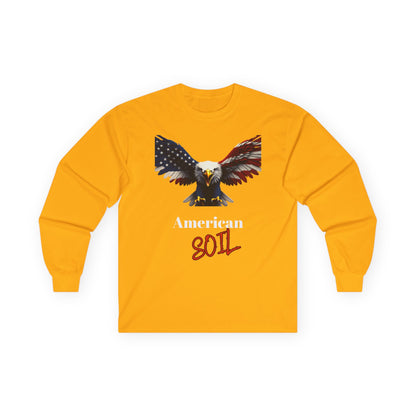 American Soil Patriotic Eagle on a long sleeve tee