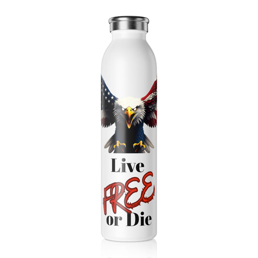 Live Free Or Die Patriotic Eagle on a 20oz Stainless Steel Water Bottle