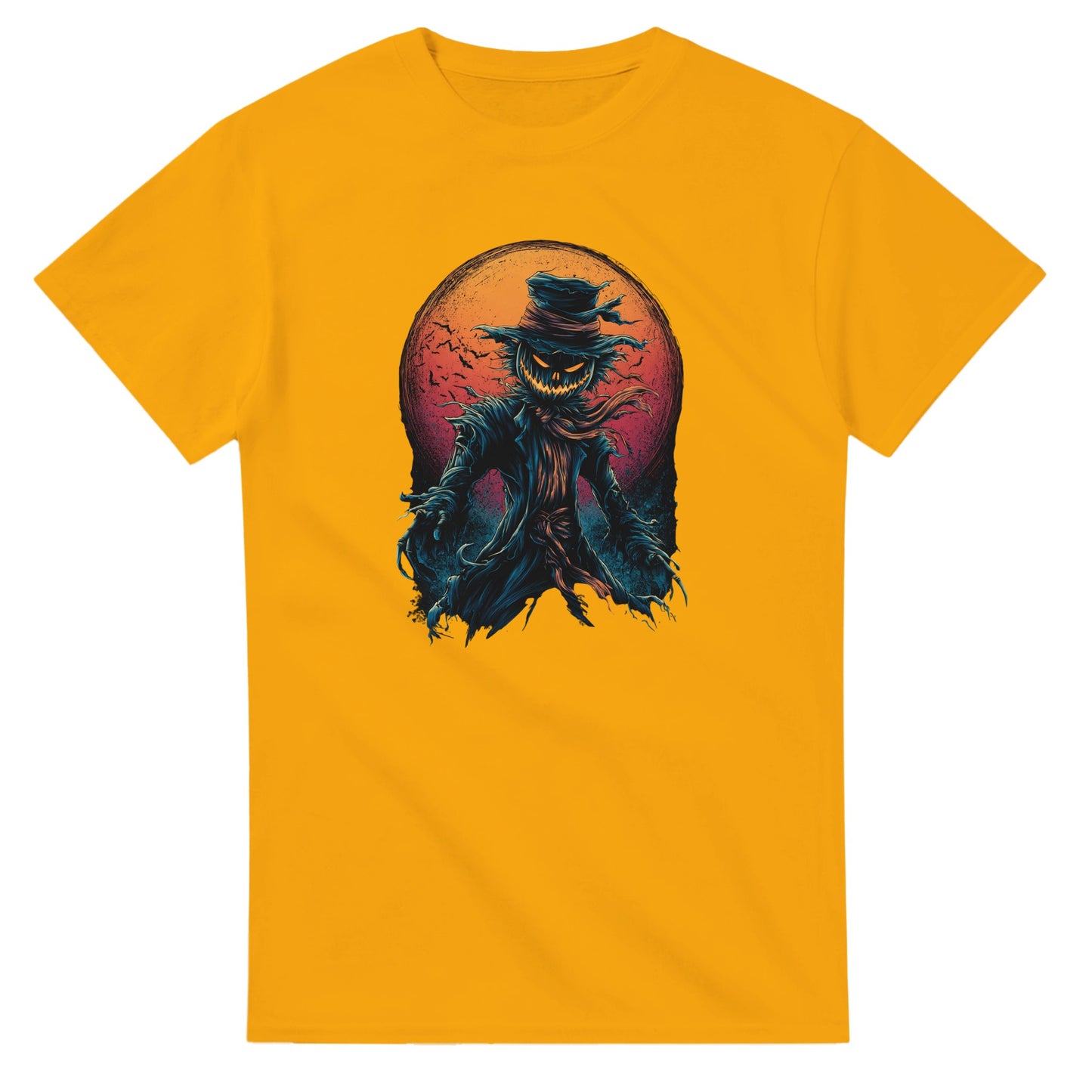 Scarecrow with Full Moon & Bats on a Heavyweight T-shirt