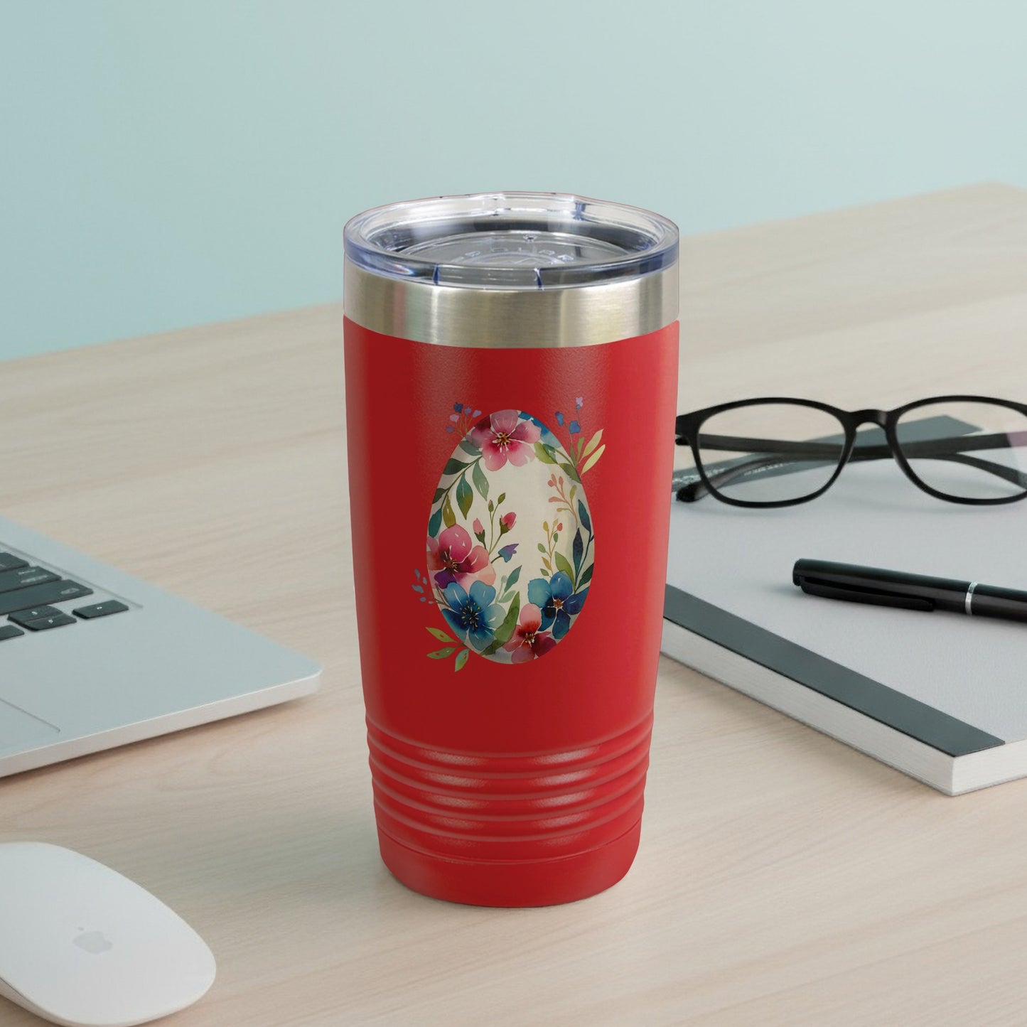 Floral Egg Design Red Tumbler for Your Daily Beverages