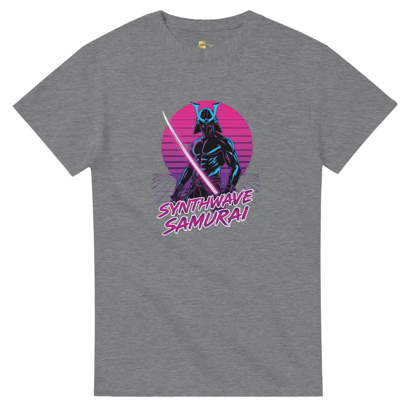 Synthwave Samurai graphic design on a Heavyweight T-shirt