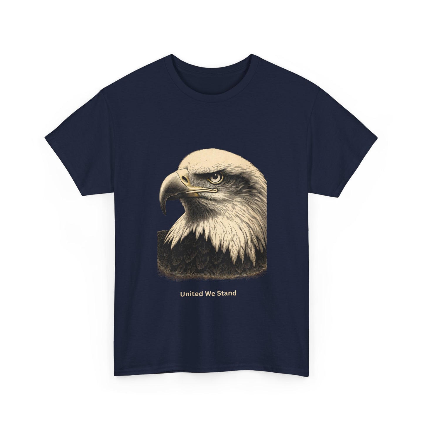 Engraved Eagle - United We Stand - muted text on the bottom of a Heavyweight T-shirt