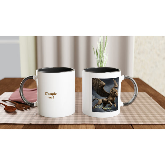11oz ceramic mug with color inside golden chimera personalized